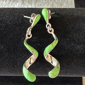 Native American Sterling Silver Spiral Earrings 💚